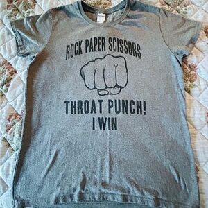 Funny Rock paper scissors gray graphic tee  women Large 🤛